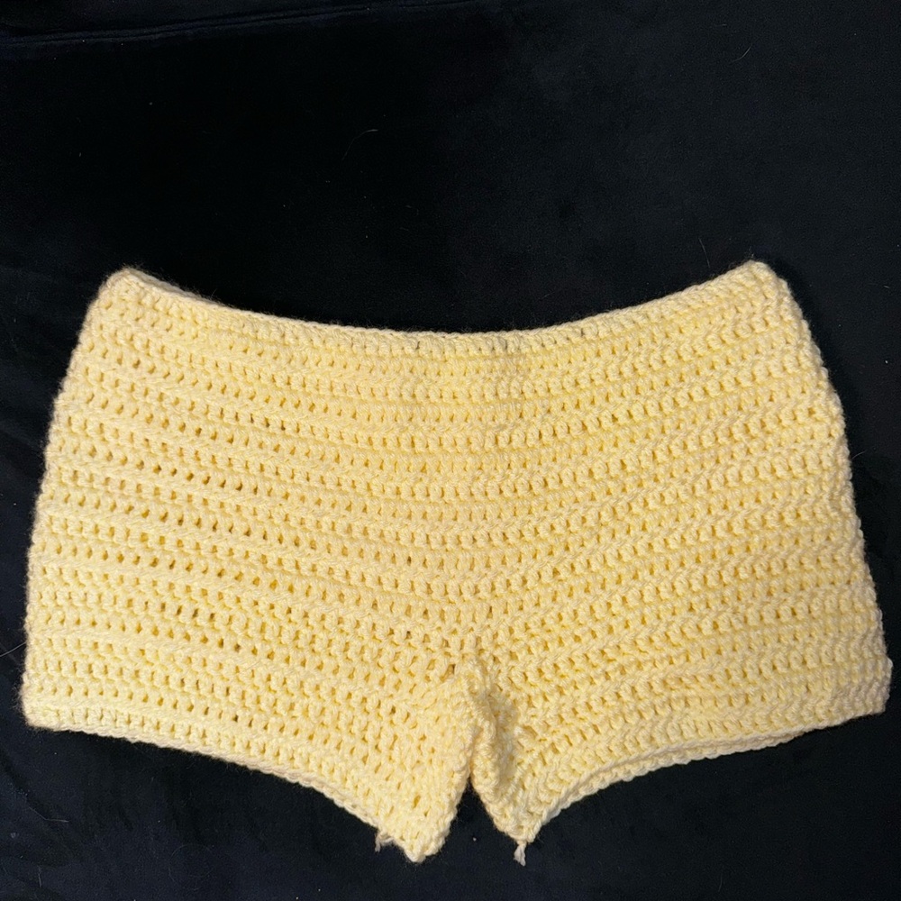 Yellow Crochet Women Shorts